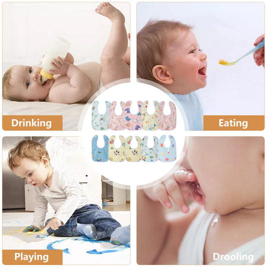 10pcs Baby Bib Set for Boys & Girls Breathable Baby Feeding Bibs Skin-friendly Drool Bib Set Drooling and Teething Bibs