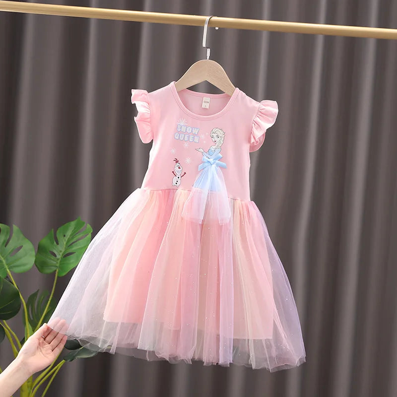 2024 New Unicorn Summer Princess Dresses Flying Sleeve Kids Dress Party Baby Dresses for Children Clothing 2-8Y Girls Clothes