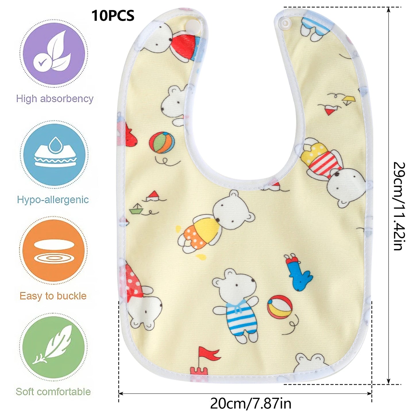 10pcs Baby Bib Set for Boys & Girls Breathable Baby Feeding Bibs Skin-friendly Drool Bib Set Drooling and Teething Bibs