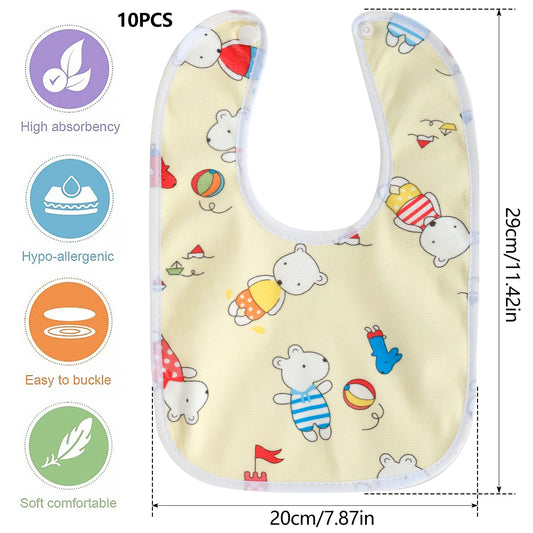 10pcs Baby Bib Set for Boys & Girls Breathable Baby Feeding Bibs Skin-friendly Drool Bib Set Drooling and Teething Bibs