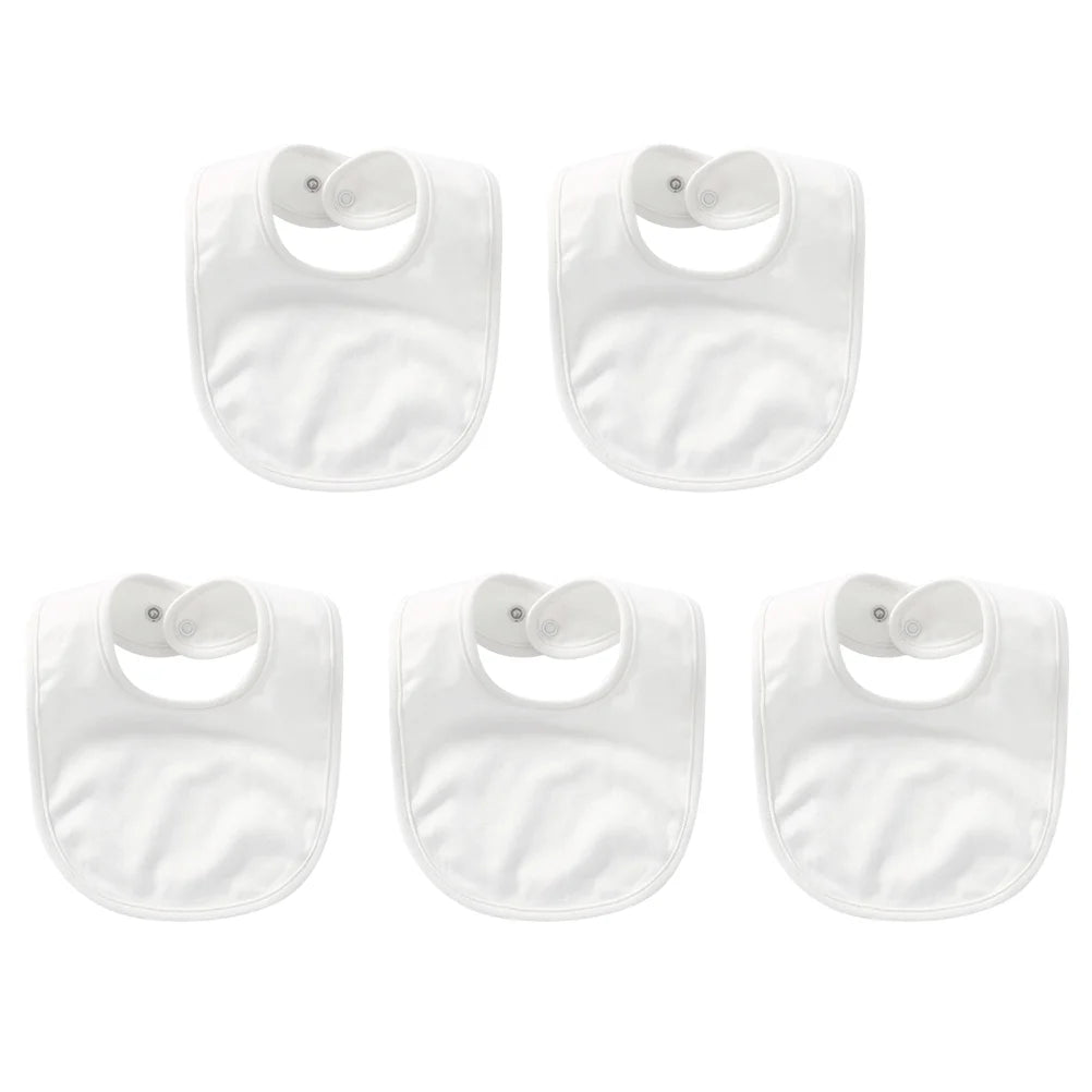 5Pcs Pure Cotton Double Layer Newborn Drool Bibs Adjustable Snap Baby Bandana Saliva Towel For White Feeding Teething Bib Set