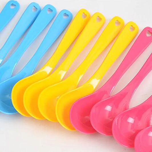 12-piece Baby Feeding Spoon Safety Plastic Toddler Training Edible Spoon Set Food Baby High Quality Colorful Lovely Tableware