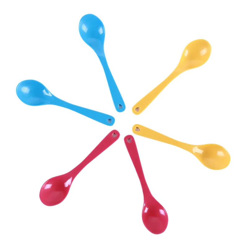 12-piece Baby Feeding Spoon Safety Plastic Toddler Training Edible Spoon Set Food Baby High Quality Colorful Lovely Tableware
