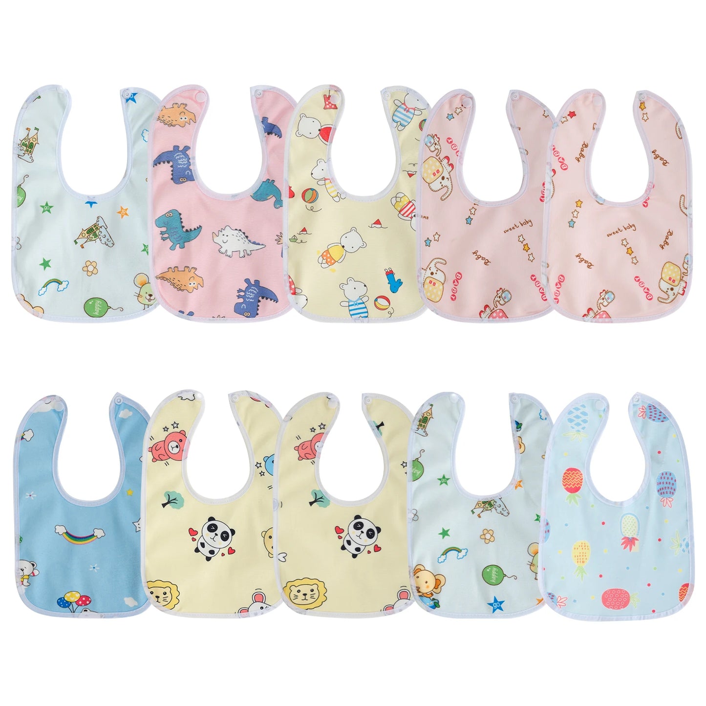 10pcs Baby Bib Set for Boys & Girls Breathable Baby Feeding Bibs Skin-friendly Drool Bib Set Drooling and Teething Bibs