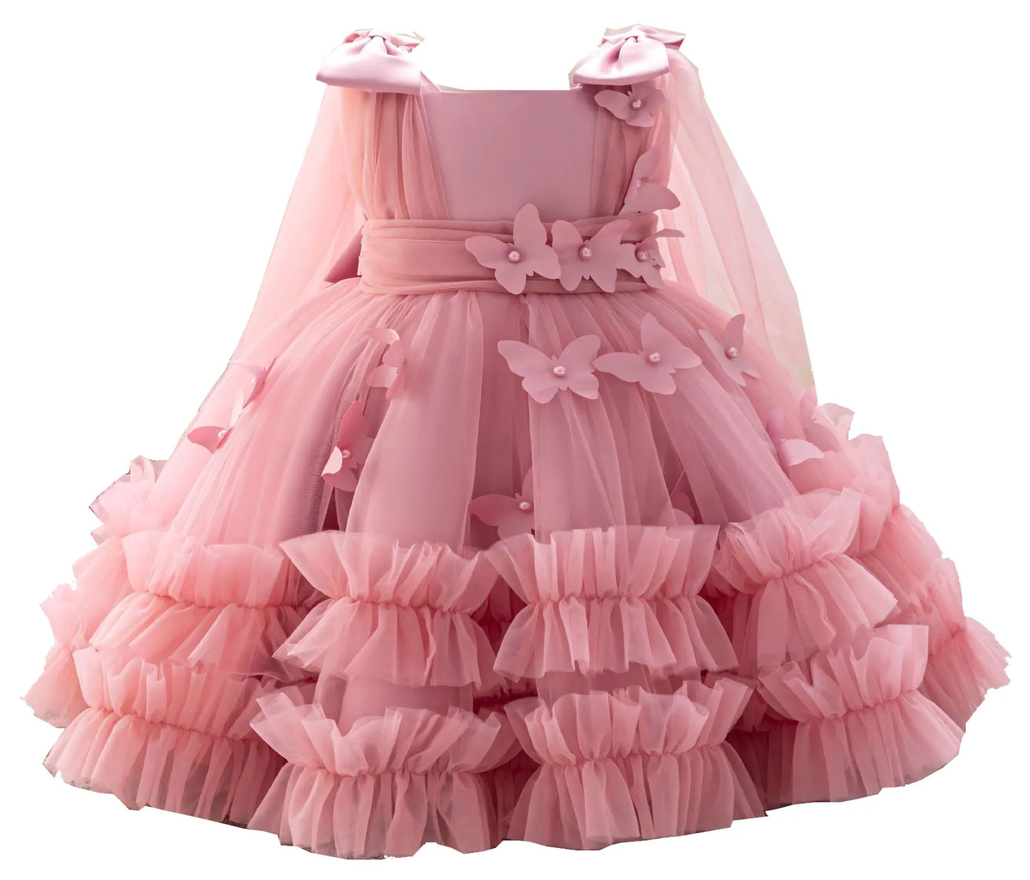 Baby Toddler Bowknot Butterfly Flower Girl 1st Birthday Party Graduation Ceremony Pageant Easter Dress