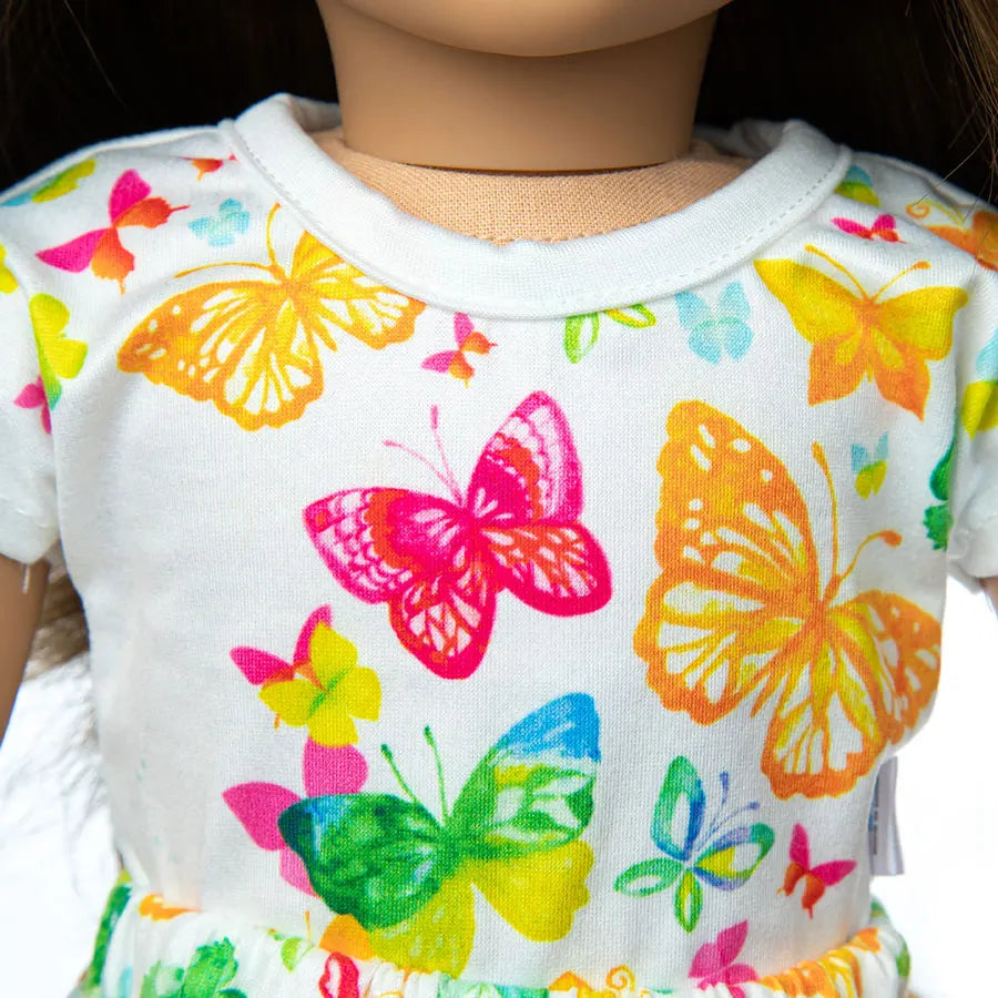 16-18Inch/40-45cm Doll Dress Born Baby Clothes Cute Butterfly Print Babydoll Clothing Kids Birthday Gifts ﻿