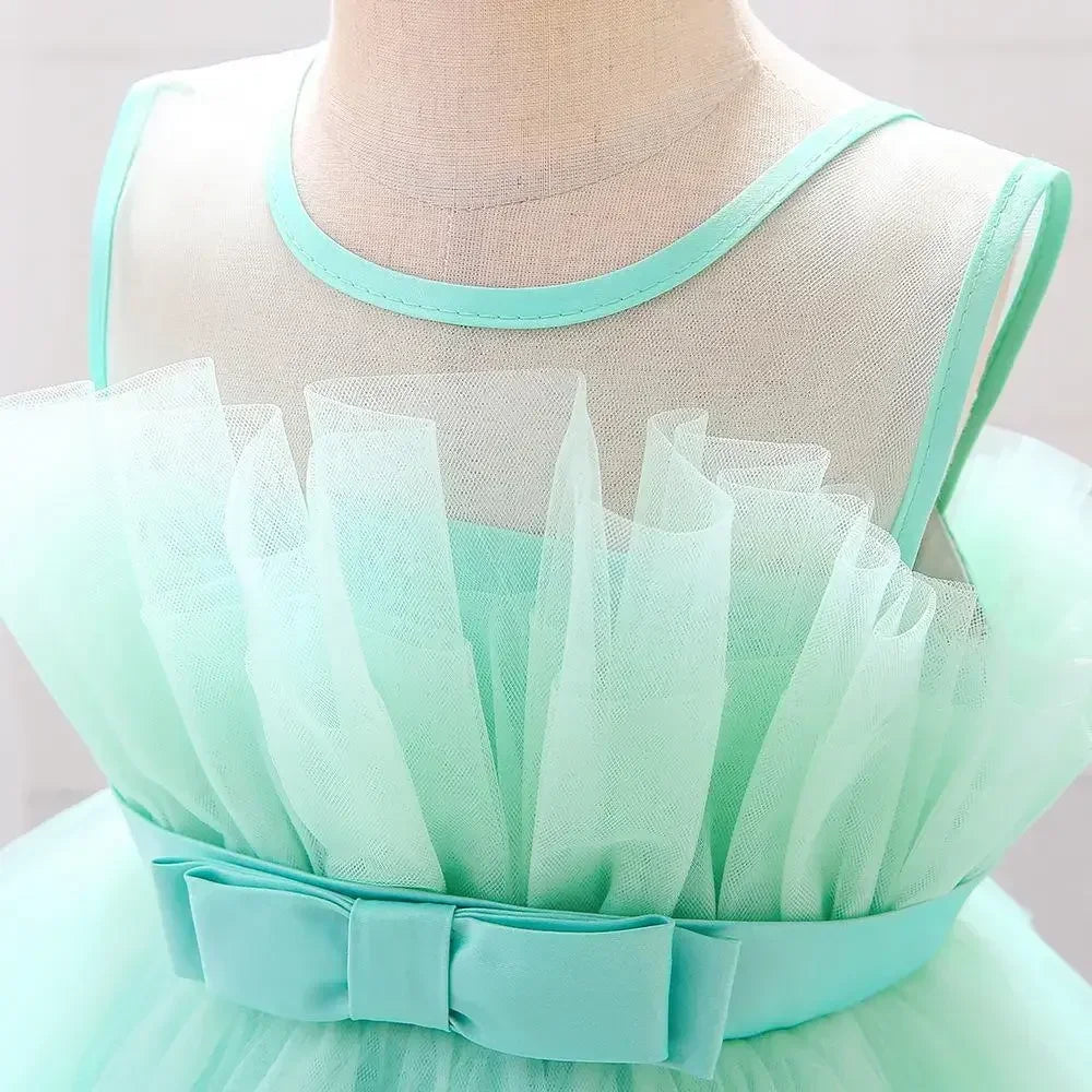 Baby Yellow Dress For Girls Kids Wedding Bridesmaid Dresses Toddler Tulle Birthday Princess Party Dress Infant Outfits Vestidos