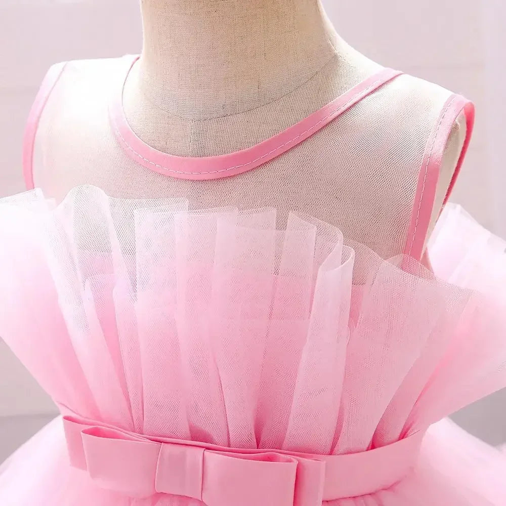 Baby Yellow Dress For Girls Kids Wedding Bridesmaid Dresses Toddler Tulle Birthday Princess Party Dress Infant Outfits Vestidos