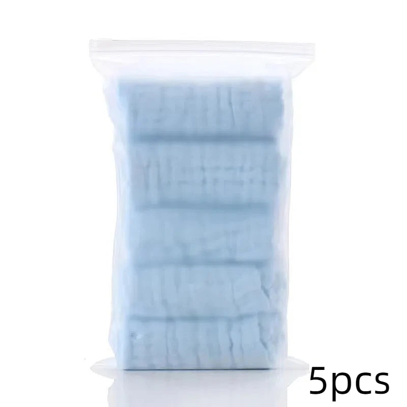 5pcs/lot Muslin 6 layers Cotton Soft Baby Towels Baby Face Towel Handkerchief Bathing Feeding Face Washcloth Wipe Burp Cloth 5pc
