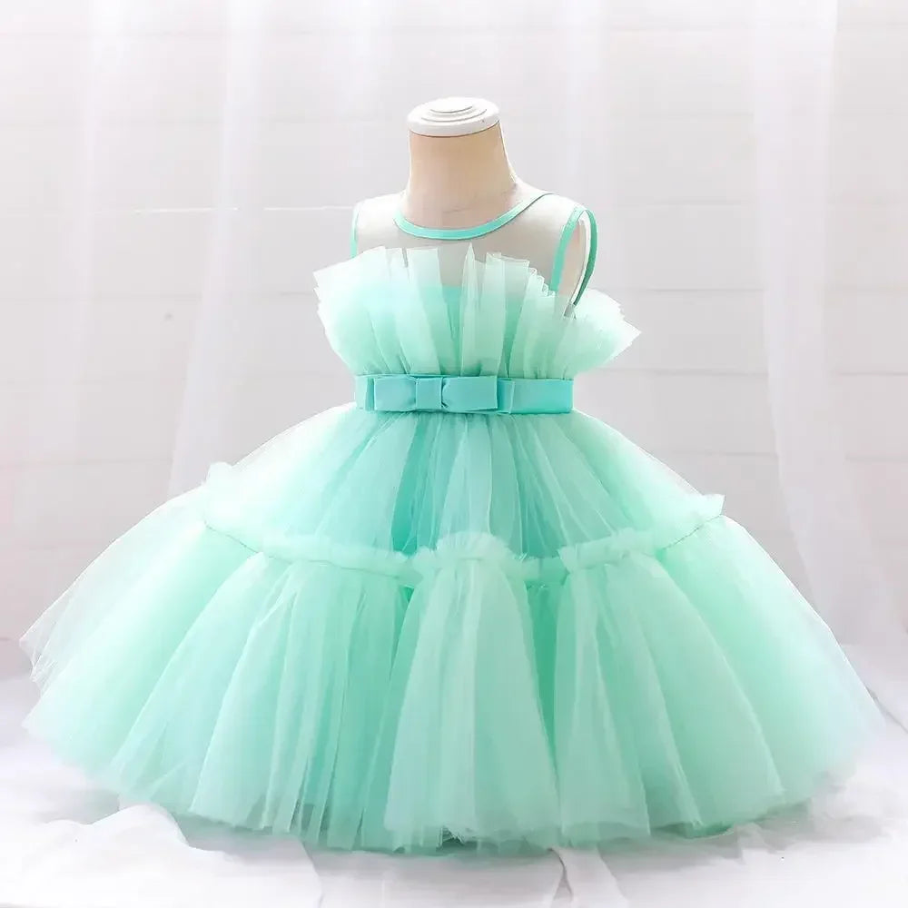 Baby Yellow Dress For Girls Kids Wedding Bridesmaid Dresses Toddler Tulle Birthday Princess Party Dress Infant Outfits Vestidos