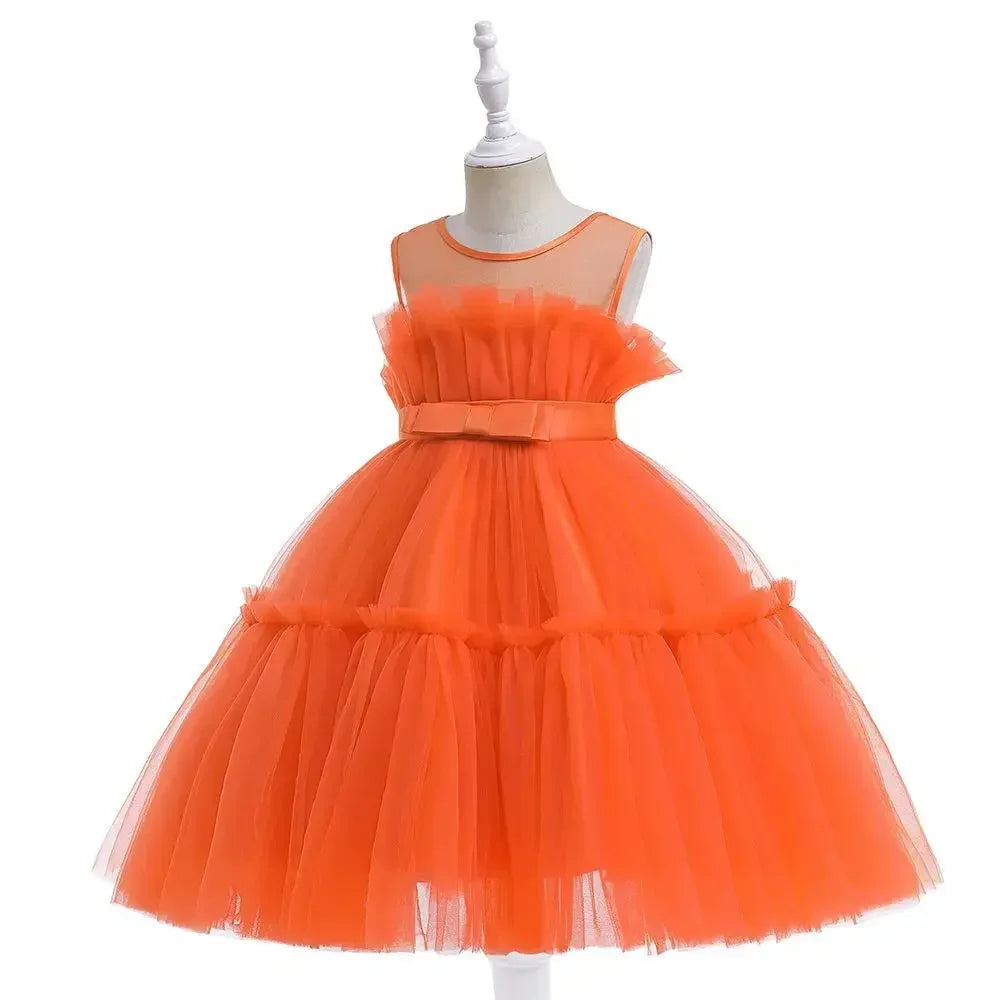 Baby Yellow Dress For Girls Kids Wedding Bridesmaid Dresses Toddler Tulle Birthday Princess Party Dress Infant Outfits Vestidos