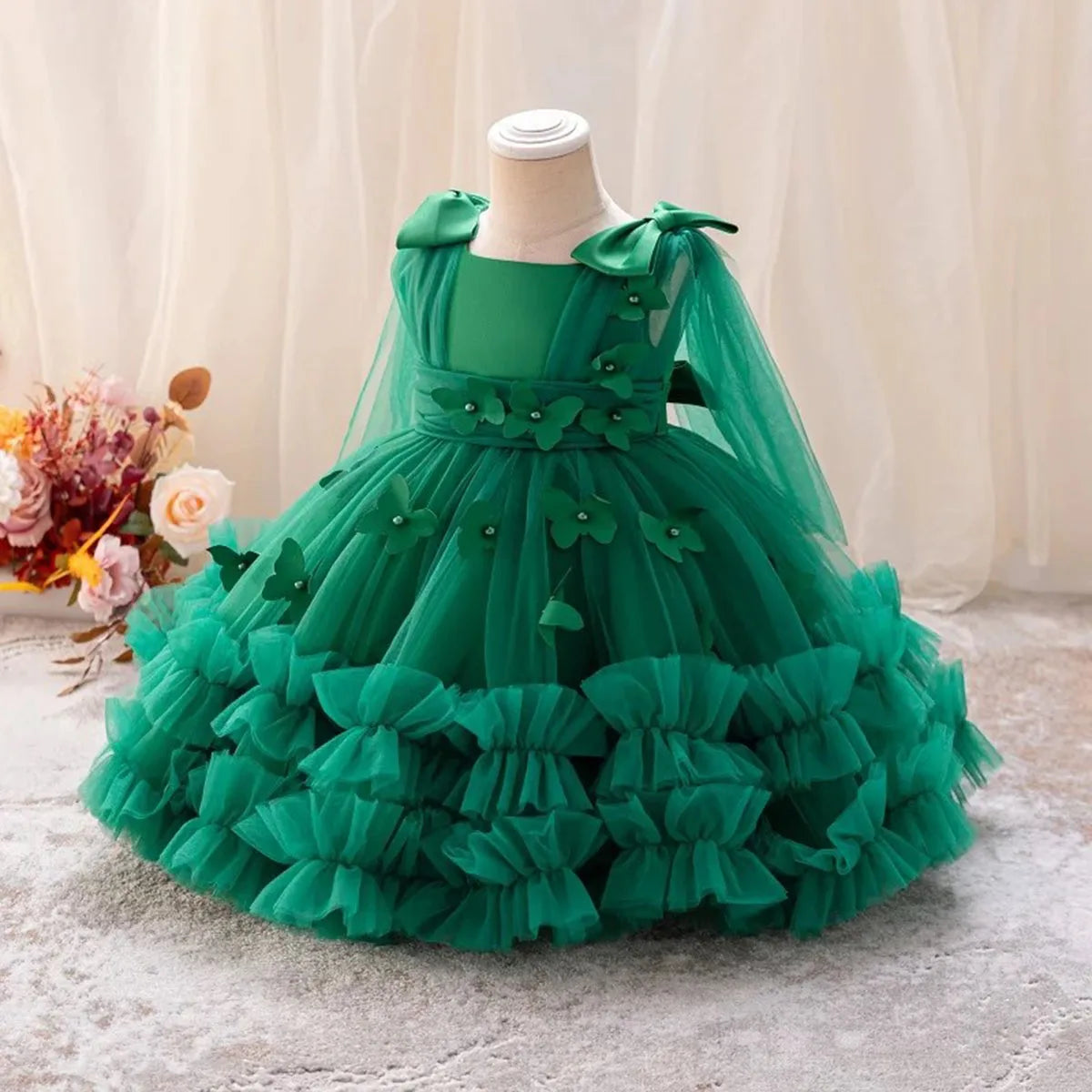Baby Toddler Bowknot Butterfly Flower Girl 1st Birthday Party Graduation Ceremony Pageant Easter Dress