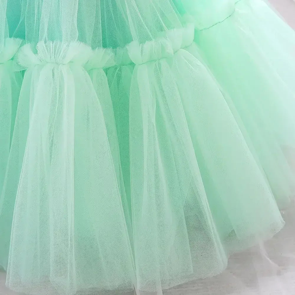 Baby Yellow Dress For Girls Kids Wedding Bridesmaid Dresses Toddler Tulle Birthday Princess Party Dress Infant Outfits Vestidos