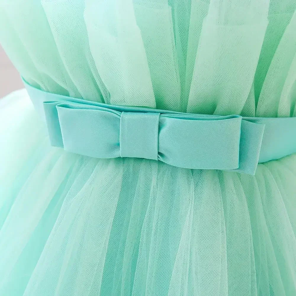 Baby Yellow Dress For Girls Kids Wedding Bridesmaid Dresses Toddler Tulle Birthday Princess Party Dress Infant Outfits Vestidos