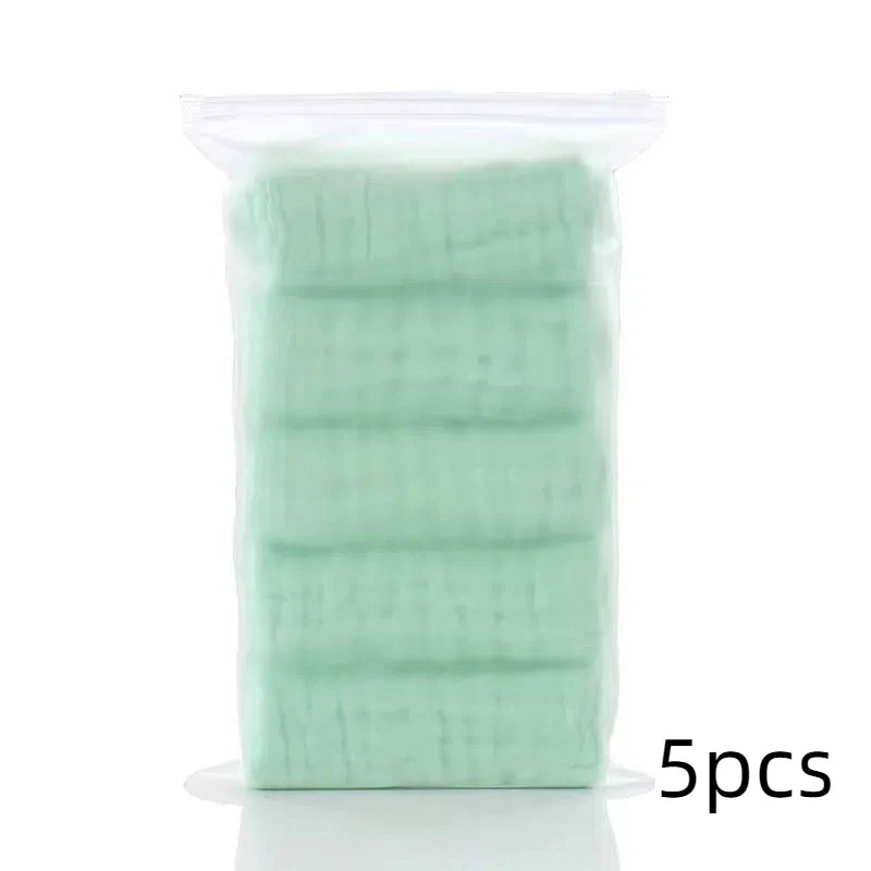 5pcs/lot Muslin 6 layers Cotton Soft Baby Towels Baby Face Towel Handkerchief Bathing Feeding Face Washcloth Wipe Burp Cloth 5pc