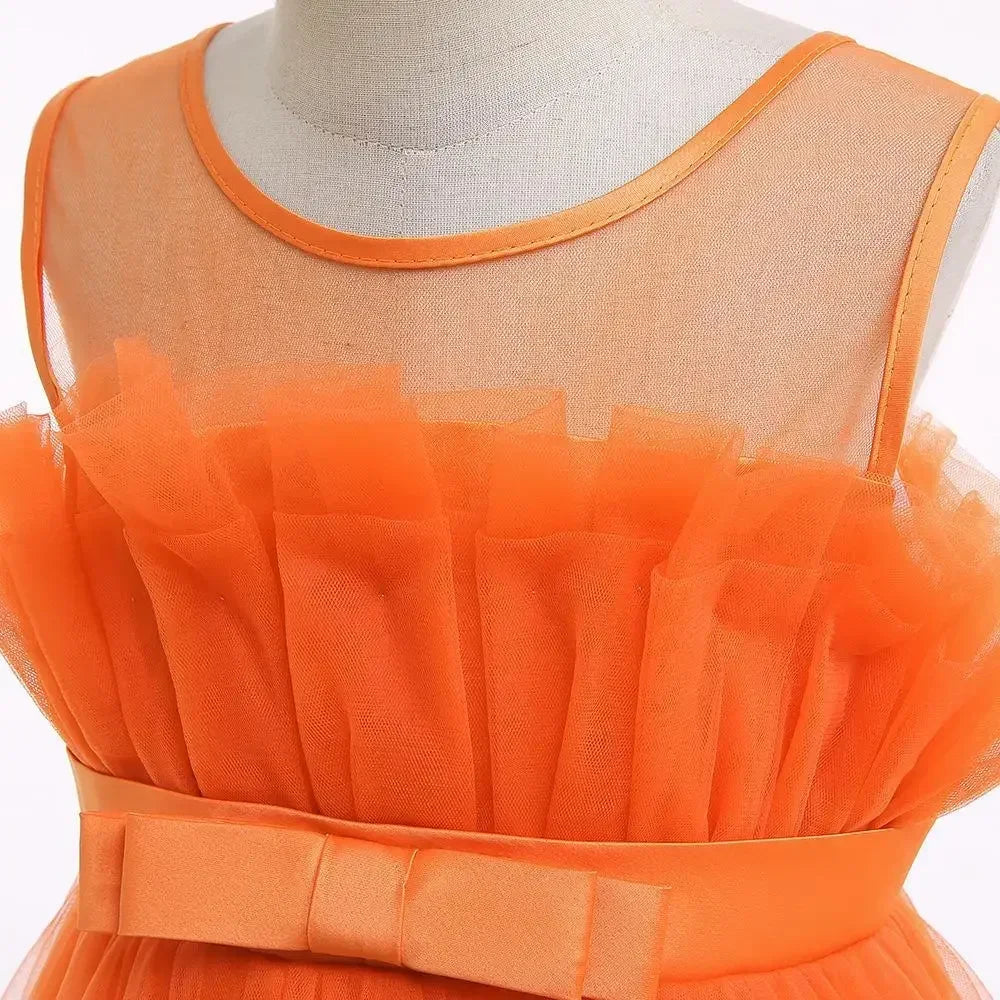 Baby Yellow Dress For Girls Kids Wedding Bridesmaid Dresses Toddler Tulle Birthday Princess Party Dress Infant Outfits Vestidos