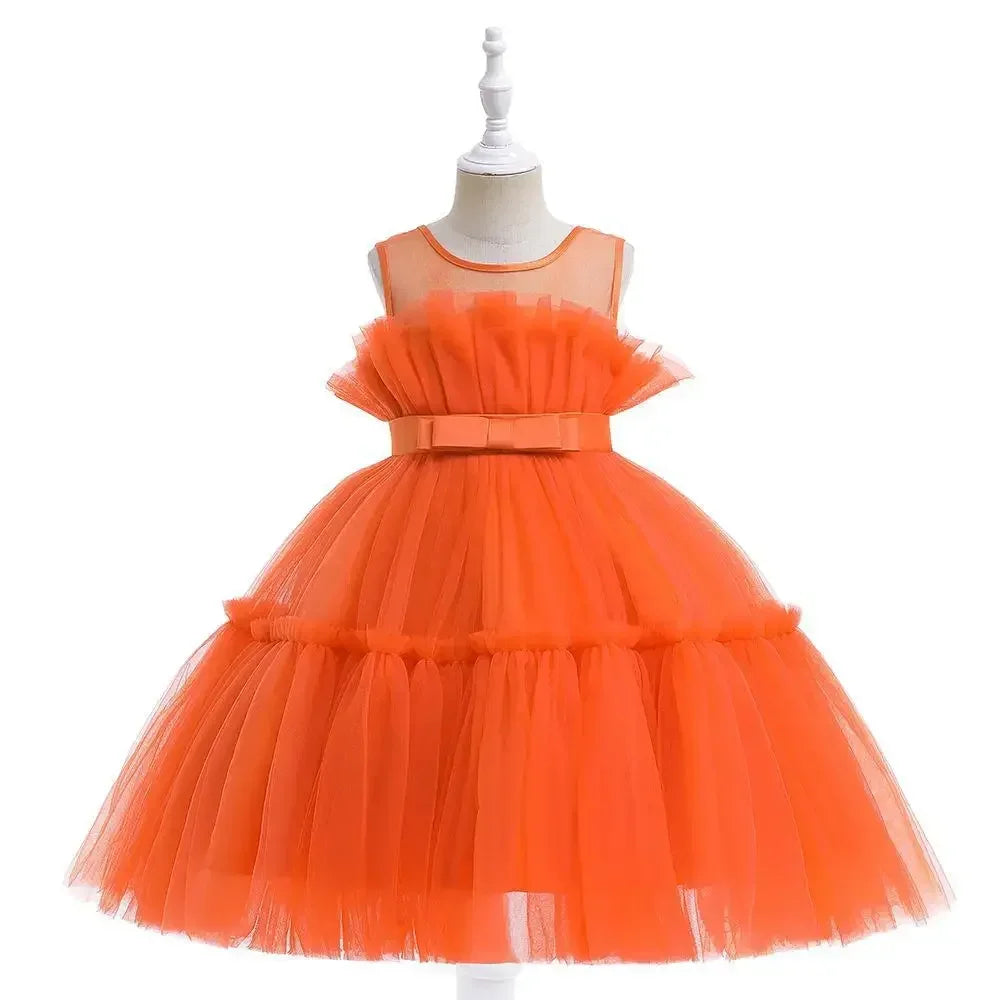 Baby Yellow Dress For Girls Kids Wedding Bridesmaid Dresses Toddler Tulle Birthday Princess Party Dress Infant Outfits Vestidos
