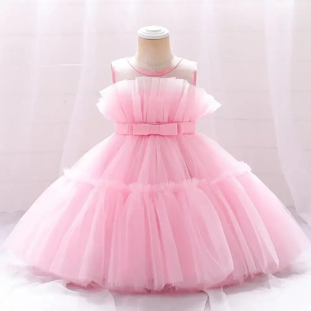 Baby Yellow Dress For Girls Kids Wedding Bridesmaid Dresses Toddler Tulle Birthday Princess Party Dress Infant Outfits Vestidos