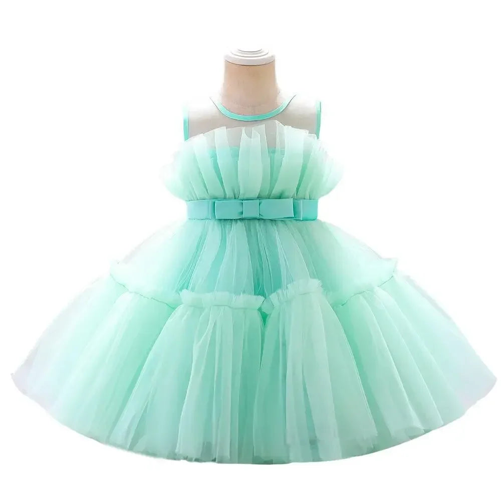 Baby Yellow Dress For Girls Kids Wedding Bridesmaid Dresses Toddler Tulle Birthday Princess Party Dress Infant Outfits Vestidos