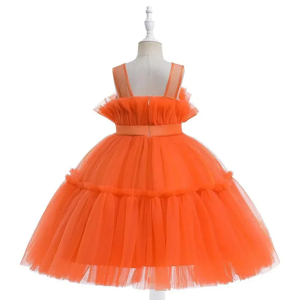 Baby Yellow Dress For Girls Kids Wedding Bridesmaid Dresses Toddler Tulle Birthday Princess Party Dress Infant Outfits Vestidos