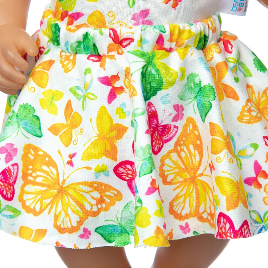 16-18Inch/40-45cm Doll Dress Born Baby Clothes Cute Butterfly Print Babydoll Clothing Kids Birthday Gifts ﻿