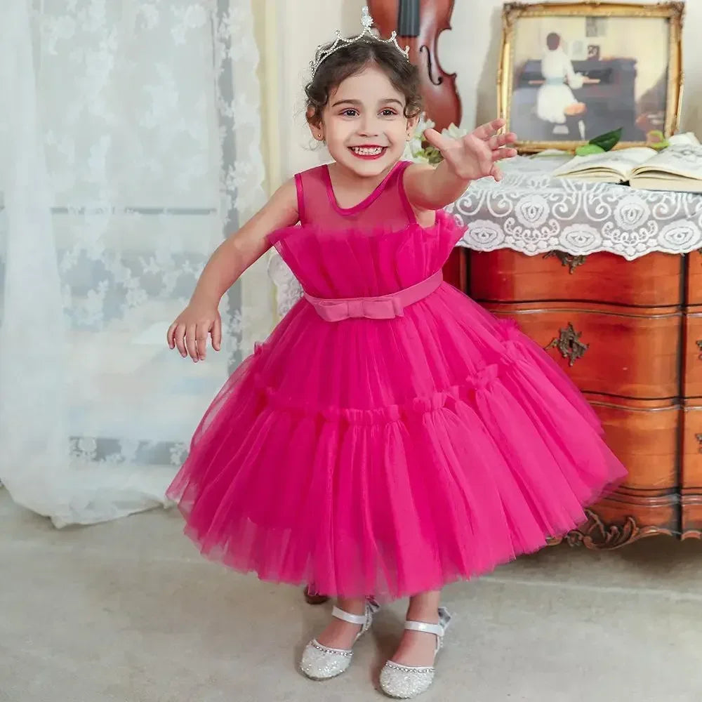 Baby Yellow Dress For Girls Kids Wedding Bridesmaid Dresses Toddler Tulle Birthday Princess Party Dress Infant Outfits Vestidos