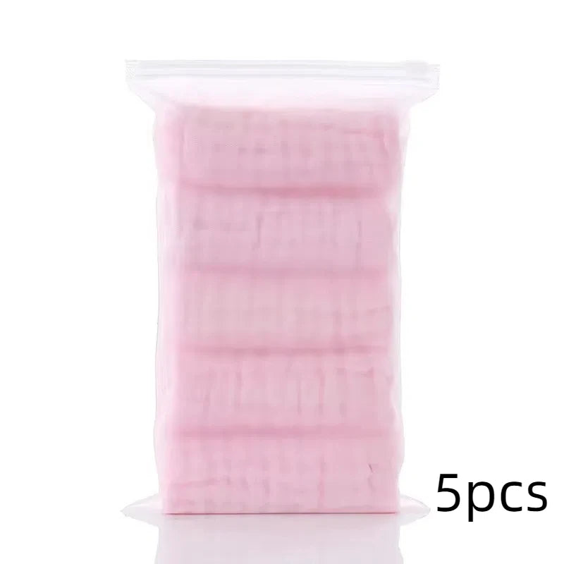 5pcs/lot Muslin 6 layers Cotton Soft Baby Towels Baby Face Towel Handkerchief Bathing Feeding Face Washcloth Wipe Burp Cloth 5pc