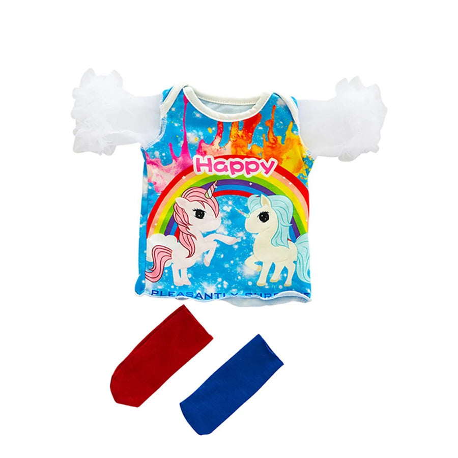 16-18Inch/40-45cm Doll Dress Born Baby Clothes Cute Butterfly Print Babydoll Clothing Kids Birthday Gifts ﻿