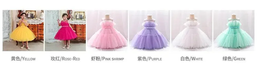 Baby Yellow Dress For Girls Kids Wedding Bridesmaid Dresses Toddler Tulle Birthday Princess Party Dress Infant Outfits Vestidos