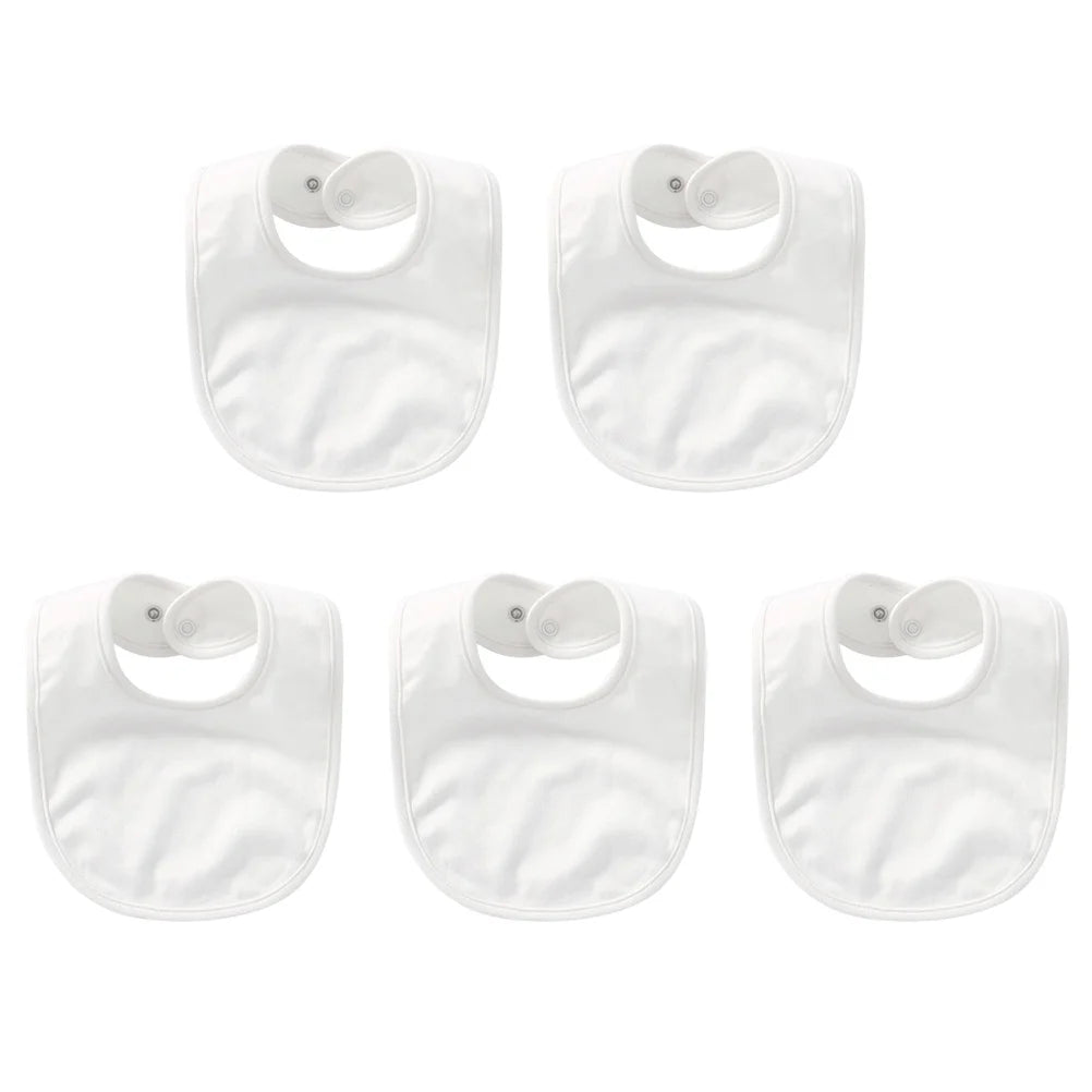 5Pcs Pure Cotton Double Layer Newborn Drool Bibs Adjustable Snap Baby Bandana Saliva Towel For White Feeding Teething Bib Set
