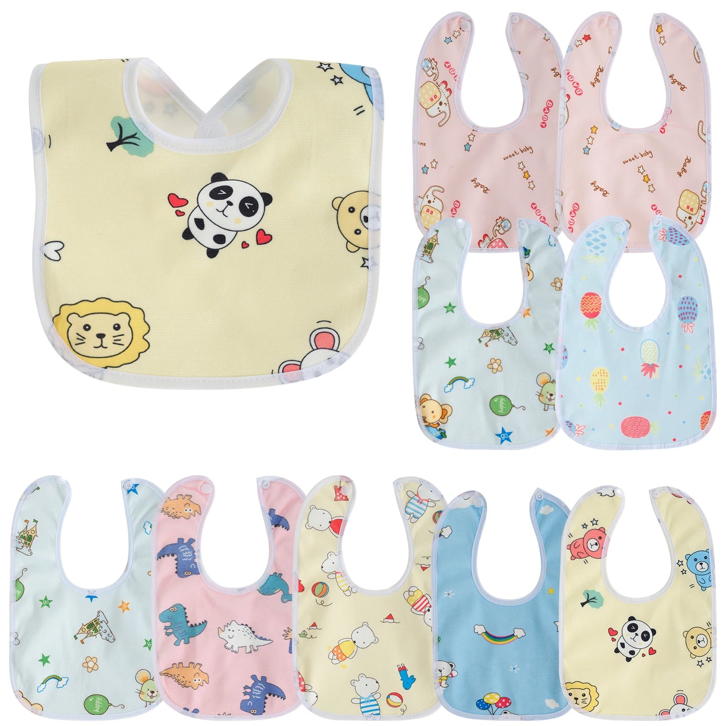 10pcs Baby Bib Set for Boys & Girls Breathable Baby Feeding Bibs Skin-friendly Drool Bib Set Drooling and Teething Bibs