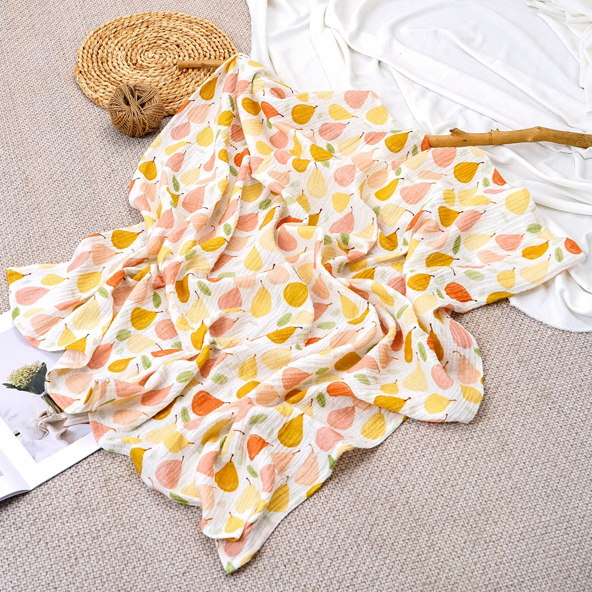 100%Cotton Crepe Blanket Newborn Muslin Swaddle Blanket Hug Quilt Soft Bath Towel Wrap Bedding Babies Stuff Blanket
