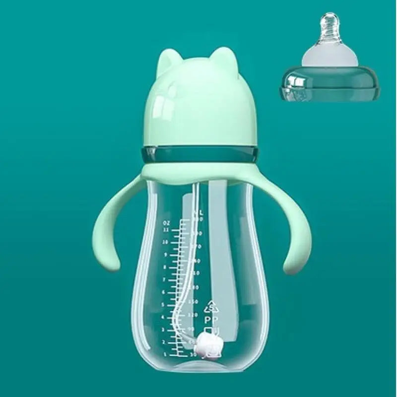 Baby Milk Feeding Bottle Set With Handle Infant Bottles Silicone Nipple BPA